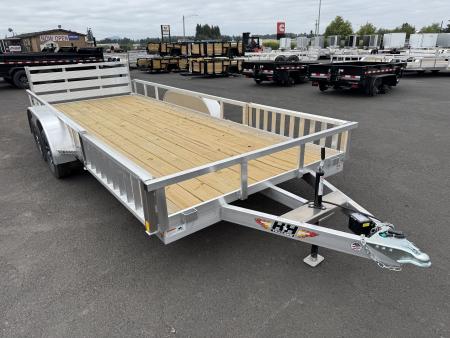 New 2026 H&H 7X18 Aluminum Tube Top ATV Utility Trailer w/ Side Ramps 7K GVWR