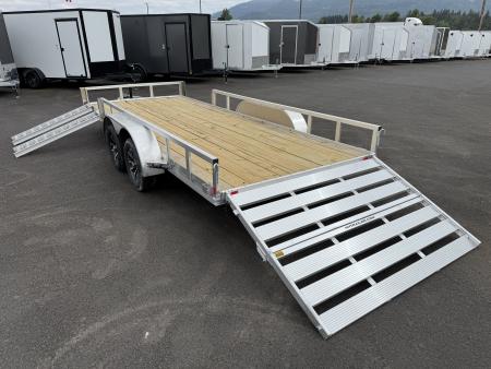 New 2026 H&H 7X18 Aluminum Tube Top ATV Utility Trailer w/ Side Ramps 7K GVWR