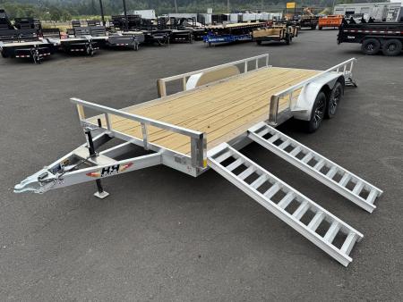 New 2026 H&H 7X18 Aluminum Tube Top ATV Utility Trailer w/ Side Ramps 7K GVWR