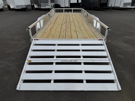 New 2026 H&H 7X18 Aluminum Tube Top ATV Utility Trailer w/ Side Ramps 7K GVWR