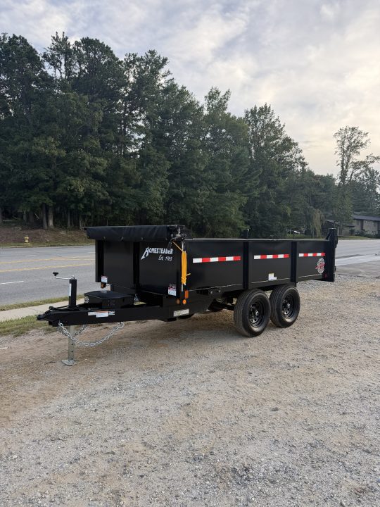 New 2027 HOMESTEADER 612MB SERIES/ 6X12 DUMP TRAILER / 5200# Electric Brake Axles / Curb Side Drop Side / Barn Door Rear Gates / Tarp