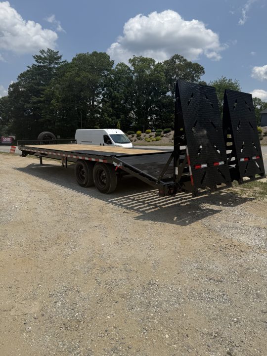 New 2027 Iron Bull Deck Over Trailer / 102" Wide x 25' Long (20' Flat, 5' Dovetail) / 2-8,000# Electric Brake Axles / Rampage Ramps / 215/75r17.5" Tires and Wheels / Matching Spare Tire and Wheel