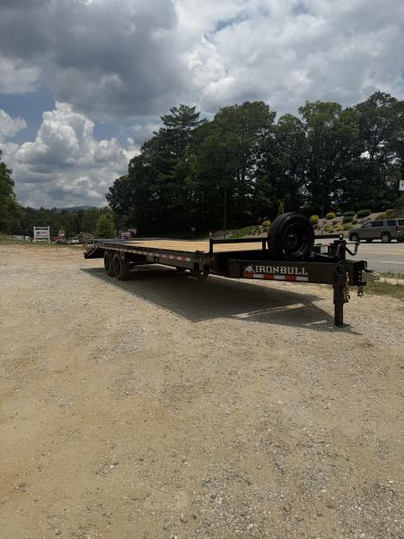New 2027 Iron Bull Deck Over Trailer / 102" Wide x 25' Long (20' Flat, 5' Dovetail) / 2-8,000# Electric Brake Axles / Rampage Ramps / 215/75r17.5" Tires and Wheels / Matching Spare Tire and Wheel