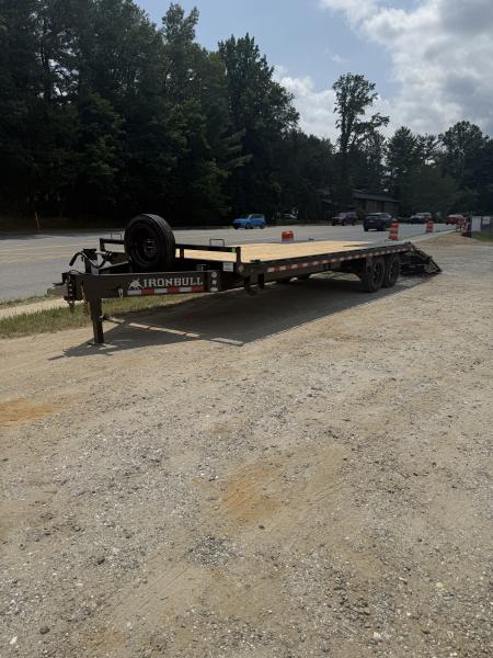 New 2027 Iron Bull Deck Over Trailer / 102" Wide x 25' Long (20' Flat, 5' Dovetail) / 2-8,000# Electric Brake Axles / Rampage Ramps / 215/75r17.5" Tires and Wheels / Matching Spare Tire and Wheel