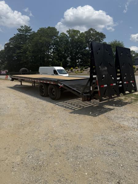 New 2027 Iron Bull Deck Over Trailer / 102" Wide x 25' Long (20' Flat, 5' Dovetail) / 2-8,000# Electric Brake Axles / Rampage Ramps / 215/75r17.5" Tires and Wheels / Matching Spare Tire and Wheel