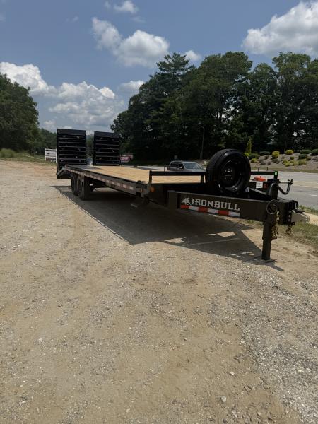 New 2027 Iron Bull Deck Over Trailer / 102" Wide x 25' Long (20' Flat, 5' Dovetail) / 2-8,000# Electric Brake Axles / Rampage Ramps / 215/75r17.5" Tires and Wheels / Matching Spare Tire and Wheel