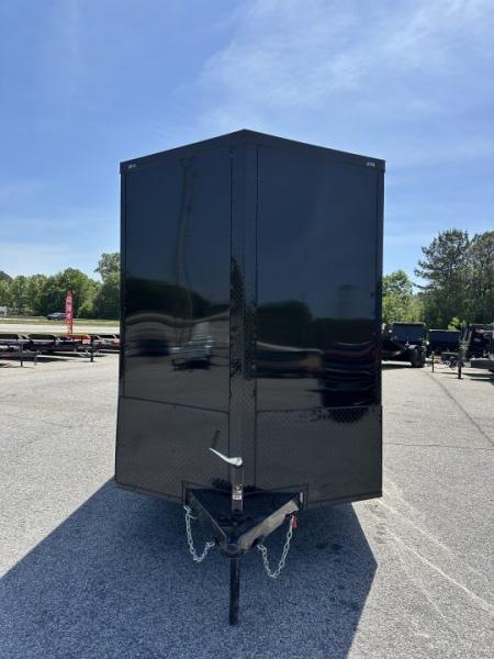 New 2026 6X12 SINGLE AXLE ENCLOSED TRAILER WITH REAR SPOILER, BLACKOUT PACKAGE AND 7' ROOF