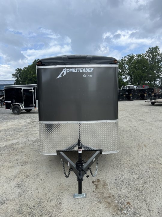 New 2026 Homesteader Trailer / Challenger Series / 5x8 / 5'7" Interior Height / Single Swing Rear Door / 32" Side Door / 24" Stoneguard / .030 Charcoal Gray Aluminum
