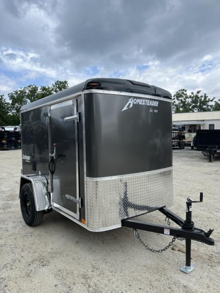 New 2026 Homesteader Trailer / Challenger Series / 5x8 / 5'7  Interior Height / Single Swing Rear Door / 32  Side Door / 24  Stoneguard / .030 Charcoal Gray Aluminum