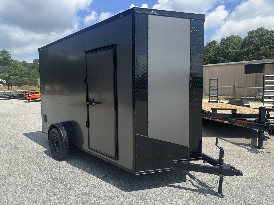 New 2026 6X12 SINGLE AXLE ENCLOSED TRAILER WITH BLACKOUT PACKAGE AND 7' ROOF