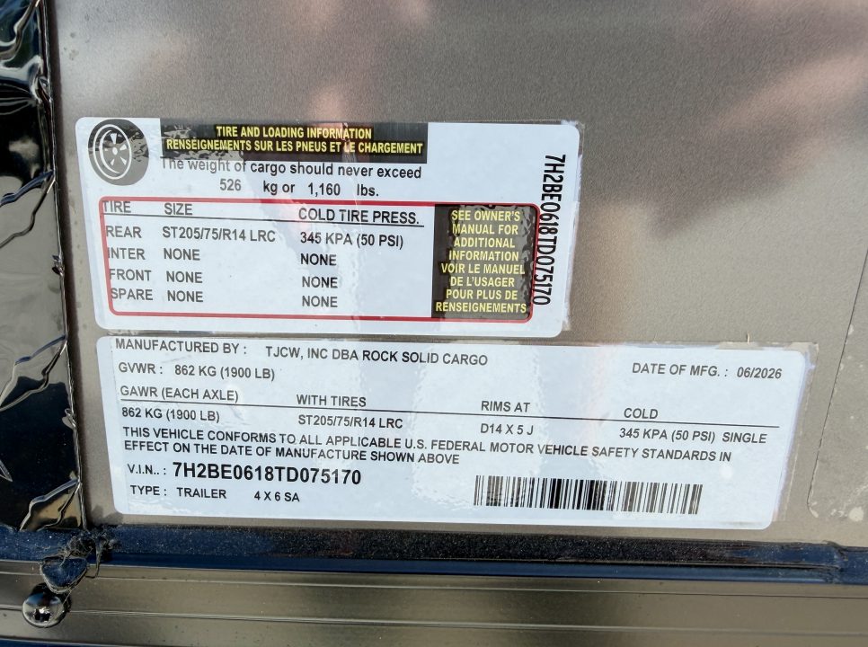 New 2026 Rock Solid Cargo 4X6 SA 2K Cargo/Enclosed Trailer