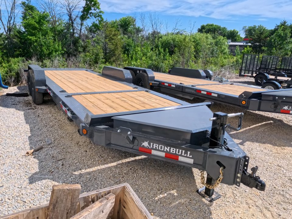 New 2027 Iron Bull 83 x 22 (16+6) TWB Tilt Equipment Trailer w/2 ) 7K Torsion Axles, Electric Brakes, Fork Holders and 10 Ply Tires