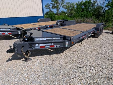 New 2027 Iron Bull 83 x 22 (16 + 6)TWB Tilt Equipment Trailer 2) 7K Torsion Axles, Elec. Brakes, 10 Ply Tires, 10K Spring Loaded Drop Leg Jack