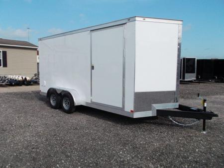New 2026 Covered Wagon Trailers 7x14 Cargo Trailer / Enclosed Trailer / 7ft Interior / Extra Wide Ramp / 48  RV Door / .080 Poly Core White Skin