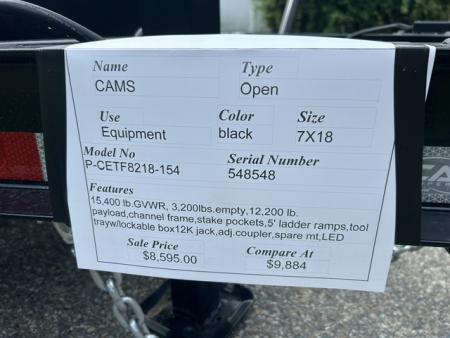 New 2027 Cam Superline 7X18 Heavy Duty 15,400 lb. GVWR Equipment Trailer
