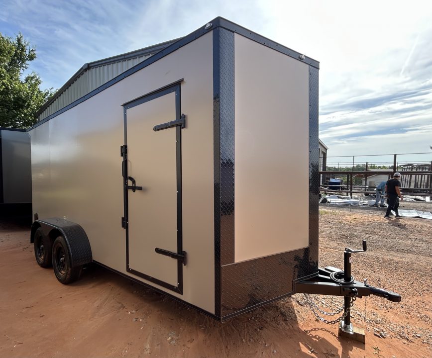 New 2026 Family Trailer 7x16 Tandem Axle Cargo / Enclosed Trailer-Screwlessw Exterior-Blackout Pkg-Rear Spoiler