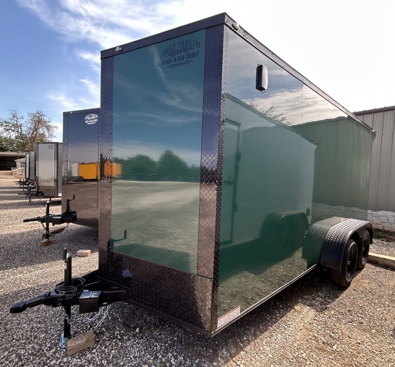 New 2026 Family Trailer 7x16 Tandem Axle Cargo / Enclosed Trailer-Screwless Exterior-Blackout Pkg-Rear Spoiler
