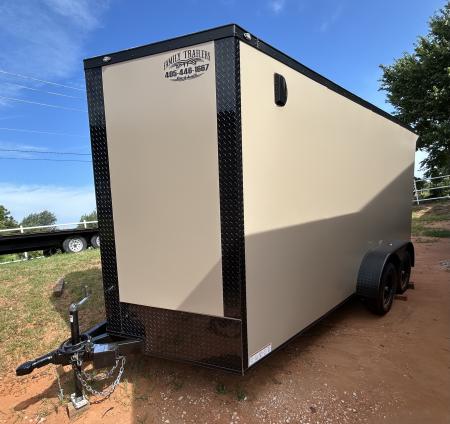 New 2026 Family Trailer 7x16 Tandem Axle Cargo / Enclosed Trailer-Screwless Exterior-Blackout Pkg-Rear Spoiler