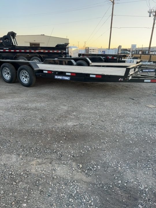 New 2025 Sure-Trac 7 x 18 (16+2) C-Channel Car Hauler Trailer, 7K Car Hauler