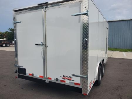 New 2026 Arising 8.5X16 TANDEM AXLE 10000 LB GVWR Cargo / Enclosed Trailer WITH REAR BARN DOORS, 7FT INTERIOR HEIGHT, .080 POLYCORE EXTERIOR, 1 PIECE ALUMINUM ROOF, 4 D RINGS, SIDE DOOR STEP AND BARLOCK