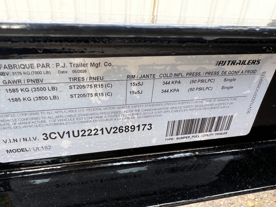 New 2027 PJ Trailers 18' Utility UL Utility Trailer