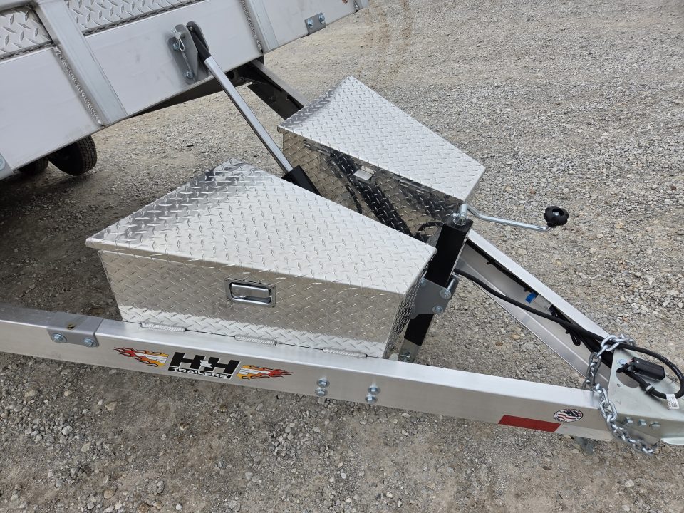 New 2026 H&H 82X24 TANDEM 10K ALUMINUM POWER TILT W/ROCK SHIELD WINCH PLATE & EXTRA TONGUE BOX