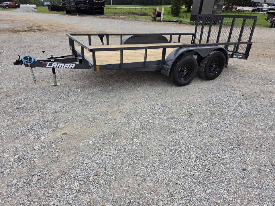 New 2026 Lamar 83X14 TANDEM 7K UTILITY W/2' STEEL DOVE & 3' SPRING GATE