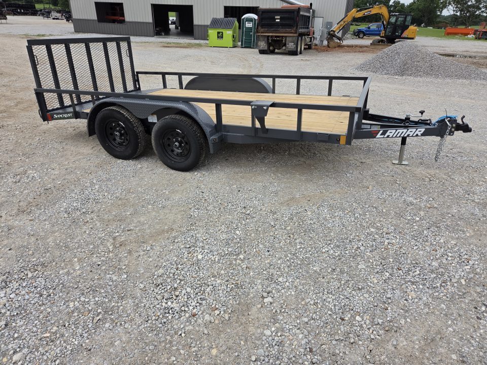 New 2026 Lamar 83X14 TANDEM 7K UTILITY W/2' STEEL DOVE & 3' SPRING GATE