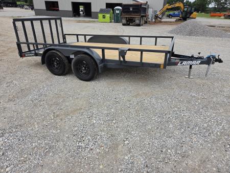 New 2026 Lamar 83X14 TANDEM 7K UTILITY W/2' STEEL DOVE & 3' SPRING GATE