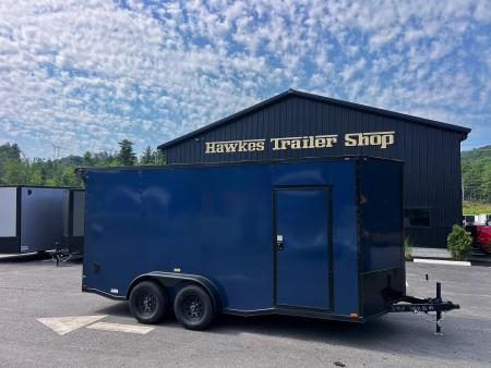 New 2026 Panther Cargo 7x16 +2ft V-Nose /.080 Polycore /Blackout Package/ Rubber Coin Floor - 7000GVW