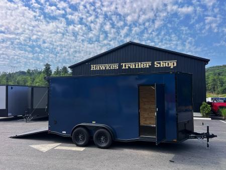 New 2026 Panther Cargo 7x16 +2ft V-Nose /.080 Polycore /Blackout Package/ Rubber Coin Floor - 7000GVW