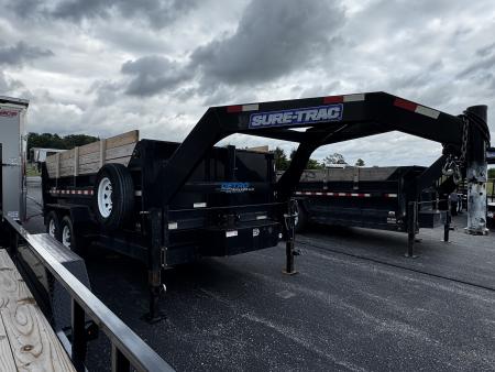 Used 2018 Sure-Trac Gooseneck Low Profile Dump Trailer – Telescopic Hoist