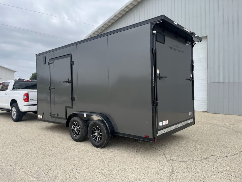New 2027 Forest River Aluminum Ameralite-Lite 7.5' x 16' + 20" V-Front w/ UTV & Black Out Package Cargo / Enclosed Trailer