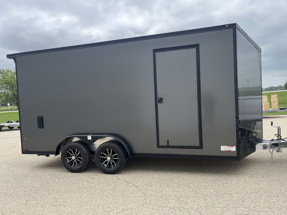 New 2027 Forest River Aluminum Ameralite-Lite 7.5' x 16' + 20" V-Front w/ UTV & Black Out Package Cargo / Enclosed Trailer