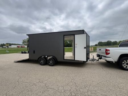 New 2027 Forest River Aluminum Ameralite-Lite 7.5' x 16' + 20" V-Front w/ UTV & Black Out Package Cargo / Enclosed Trailer