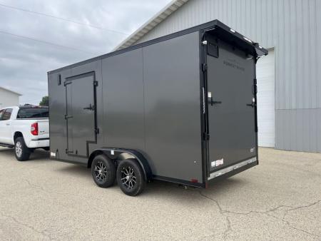 New 2027 Forest River Aluminum Ameralite-Lite 7.5' x 16' + 20" V-Front w/ UTV & Black Out Package Cargo / Enclosed Trailer