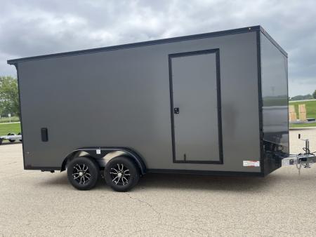 New 2027 Forest River Aluminum Ameralite-Lite 7.5' x 16' + 20" V-Front w/ UTV & Black Out Package Cargo / Enclosed Trailer