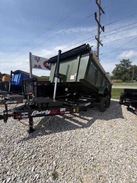 New 2026 LIBERTY LD14K83X14B8TSHS Dump Trailer 83X14 TA TELESCOPIC HIGH SIDE (GVW:15400) ARMY GREEN/BLACK 2-TONED