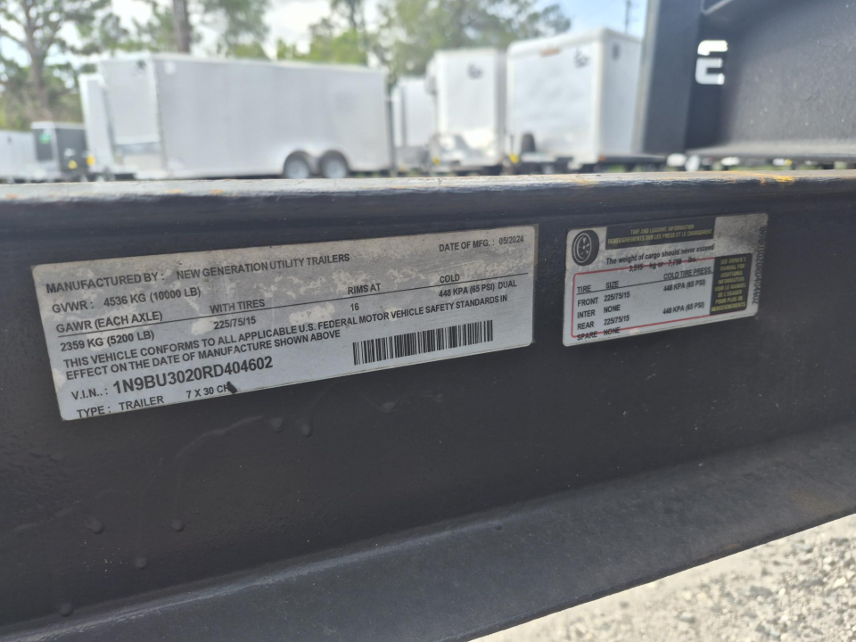 Used 2024 New Generation Trailer 7x30 Equipment Trailer