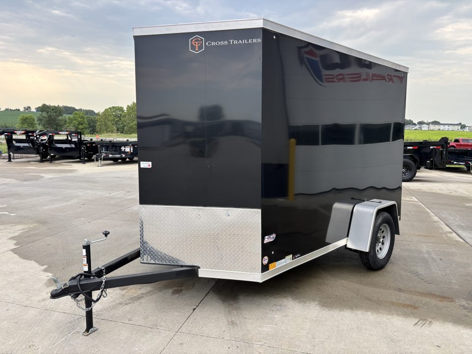 New 2026 Cross Black 6'x10' 3k Alpha Flat Top V-Nose Enclosed Cargo Trailer