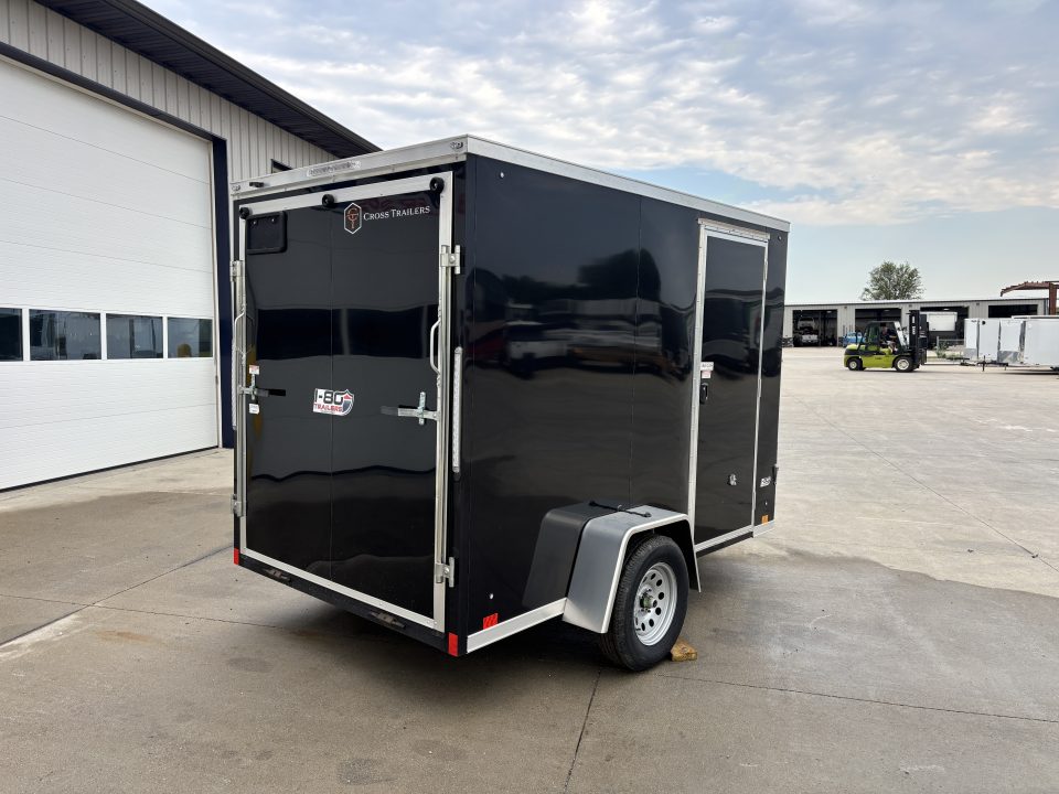 New 2026 Cross Black 6'x10' 3k Alpha Flat Top V-Nose Enclosed Cargo Trailer