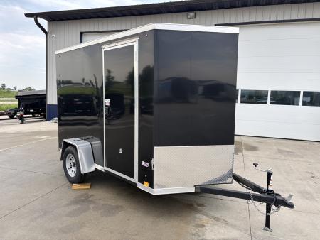 New 2026 Cross Black 6'x10' 3k Alpha Flat Top V-Nose Enclosed Cargo Trailer