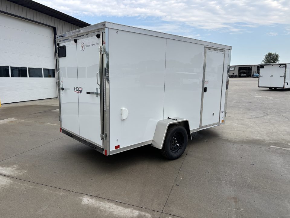 New 2026 Cross White 6'x12' 3k Alpha Flat Top V-Nose Enclosed Cargo Trailer