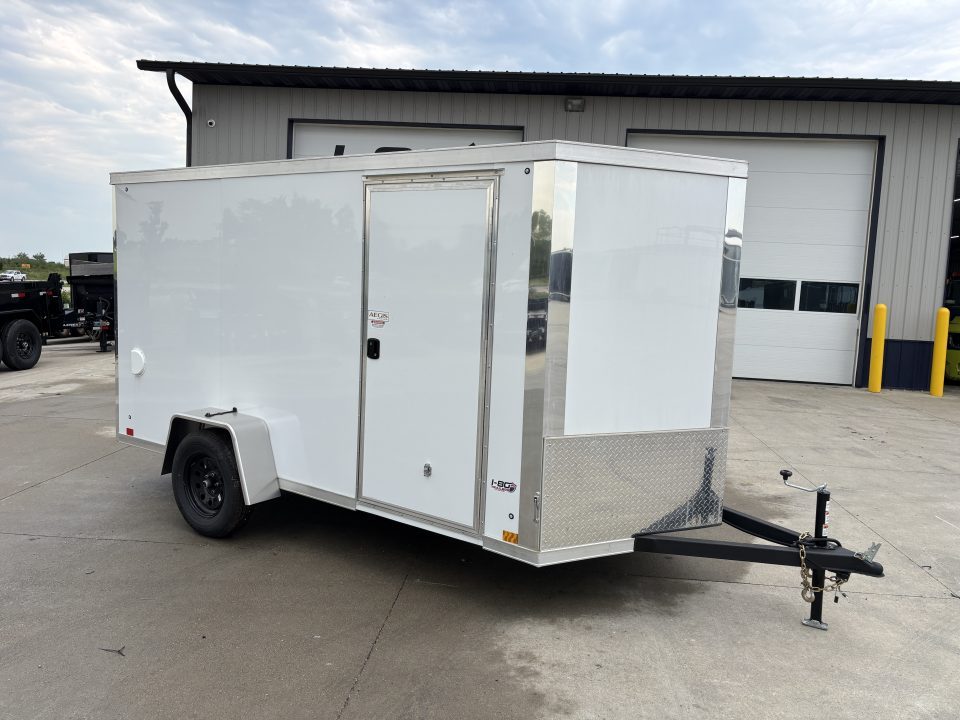 New 2026 Cross White 6'x12' 3k Alpha Flat Top V-Nose Enclosed Cargo Trailer