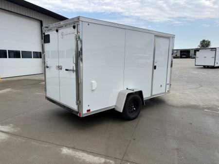 New 2026 Cross White 6'x12' 3k Alpha Flat Top V-Nose Enclosed Cargo Trailer