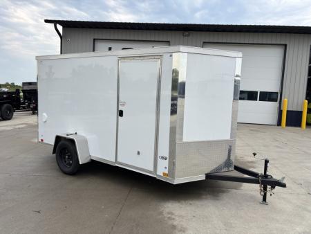 New 2026 Cross White 6'x12' 3k Alpha Flat Top V-Nose Enclosed Cargo Trailer
