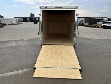 New 2026 Cross White 6'x12' 3k Alpha Flat Top V-Nose Enclosed Cargo Trailer