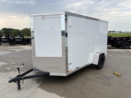 New 2026 Cross White 6'x12' 3k Alpha Flat Top V-Nose Enclosed Cargo Trailer