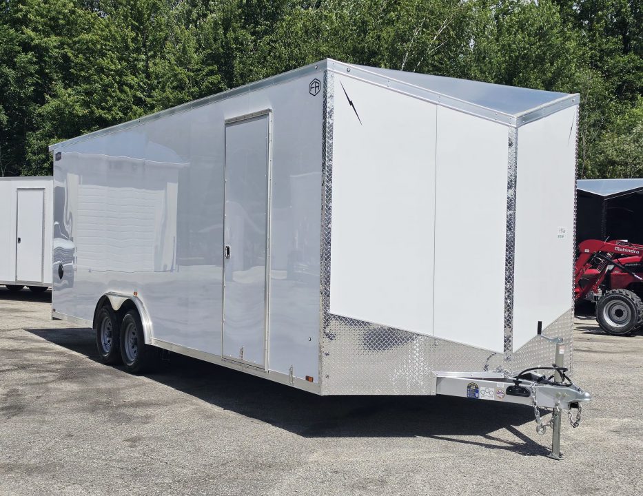 New 8 X 24 CAR HAULER ENCLOSED 2027 LIGHTNING ALL ALUMINUM 5200# AXLES