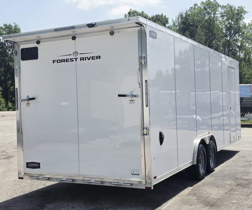 New 8 X 24 CAR HAULER ENCLOSED 2027 LIGHTNING ALL ALUMINUM 5200# AXLES